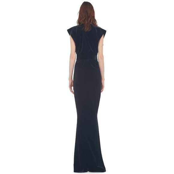 Norma Kamali V Neck Rectangle Gown in Black Small New Womens Long Dress - Picture 15 of 16